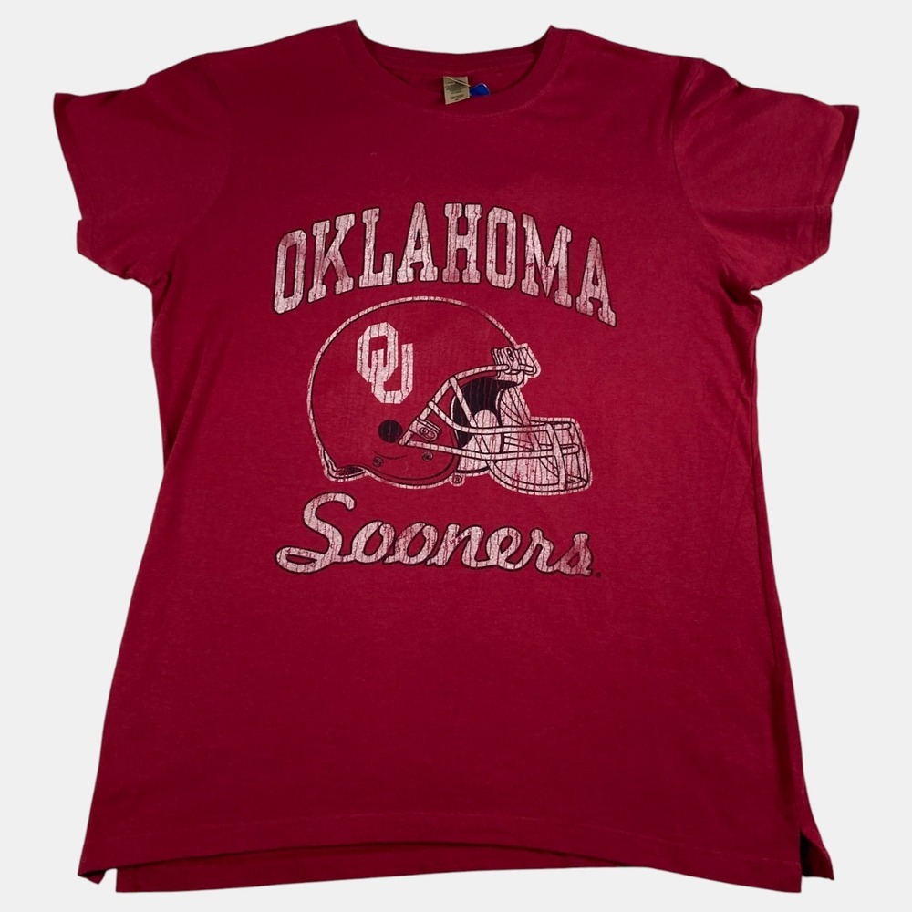 Perrin OU Oklahoma Sooners NFL Graphic Print Red Athletic Tee Shirt  Large New‎